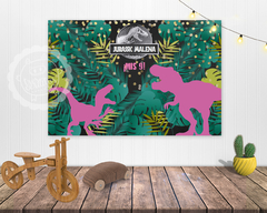 Jurassic Banner para fiestas / EDITABLE rosa