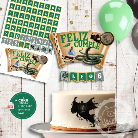 Harry Potter Slytherin Topper de torta / Listo para imprimir!
