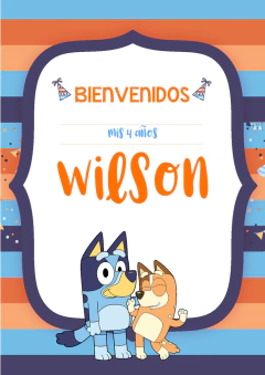 Kit imprimible Bluey varón en celeste - Tres Cerditos Kits Imprimibles