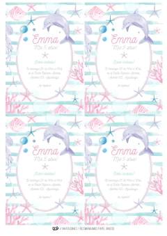 Kit imprimible Delfines Mar | PDF editable - Tres Cerditos Kits Imprimibles