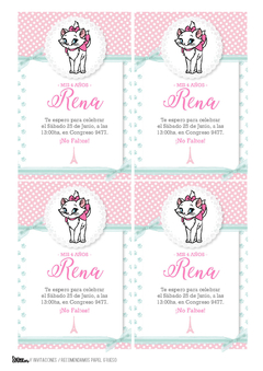 Kit imprimible Marie Aristocats - Tres Cerditos Kits Imprimibles