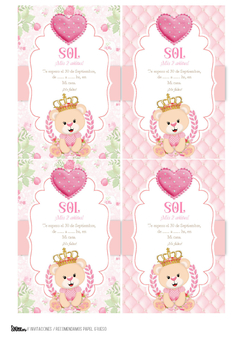 Kit imprimible Osita princesa | PDF editable - Tres Cerditos Kits Imprimibles