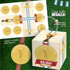 Caja Medalla ARGENTINA Tri Campeones / A4 y A3