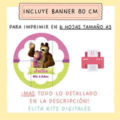 Kit imprimible Masha y El Oso 2 + Banner Circular Fondo Mesa Dulce Candybar - comprar online