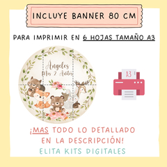 Banner circular de animalitos del bosque para nena
