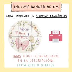 Banner imprimible Mariposas y Flores, Personalizado en internet