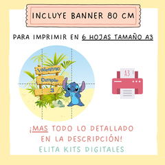 Kit imprimible Stitch + Banner Circular Fondo Mesa Dulce Candybar - comprar online