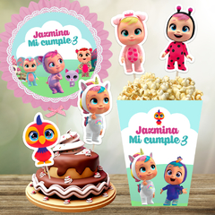 Kit imprimible Bebés Llorones decoración torta cake topper