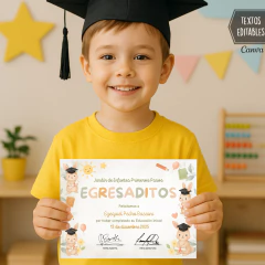 Diploma egresados nivel inicial, diploma egresaditos de preescolar para editar en CANVA