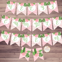Imagen de Kit Imprimible Flamencos + Banner Circular Fondo Mesa Dulce Candybar