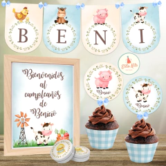Kit Imprimible Granja Nene decoración cumpleaños varón