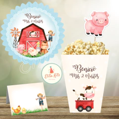 Kit Imprimible Granja Nene decoración mesa dulce