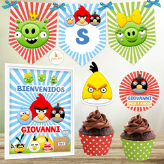 Kit imprimible Angry Birds decoracion cumpleaños