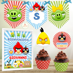 Kit imprimible Angry Birds decoracion cumpleaños