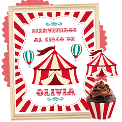 Kit imprimible circo vintage kermesse cumpleaños