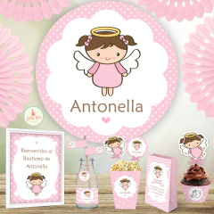 Kit Imprimible Angel Nena Bautismo Banner Fondo Mesa Dulce