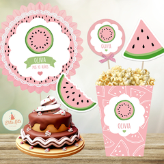 Kit Imprimible Sandías decoración torta cake topper