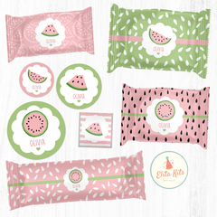 Kit Imprimible Sandías decoración cumpleaños golosinas candybar