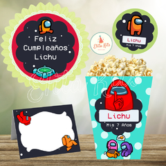 Kit imprimible Among Us + Banner Circular Fondo Mesa Dulce Candybar - tienda online