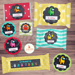 Imagen de Kit imprimible Among Us + Banner Circular Fondo Mesa Dulce Candybar
