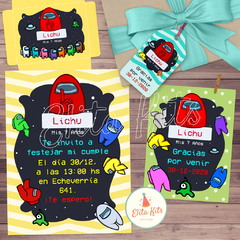 Kit imprimible Among Us + Banner Circular Fondo Mesa Dulce Candybar