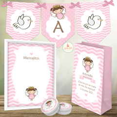 Kit Imprimible Angel Nena Bautismo Souvenirs