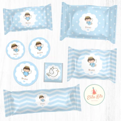 Kit Imprimible Angel Bautismo Nene Varón