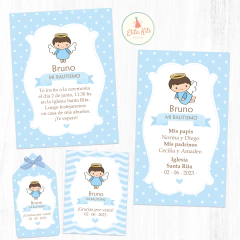 kit imprimible bautizo niño angelito celeste