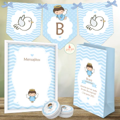 Kit Imprimible Angel Bautismo Nene Varón