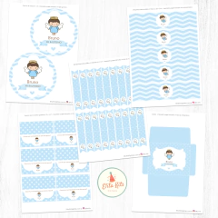Kit Imprimible Angel Bautismo Nene Varón
