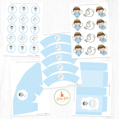 Kit imprimible Angelito Bautismo Nene