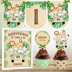 Kit imprimible cumpleaños selva jungla safari