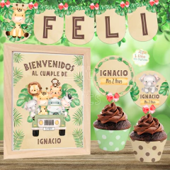 Kit imprimible Selva Jungla Safari varón nene