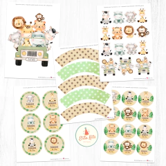 Kit imprimible Animalitos de la Selva, personalizado