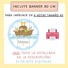 Kit Imprimible Arca de Noe Animalitos Nene Varón