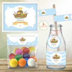 Kit Imprimible Arca de Noe Animalitos Nene Varón