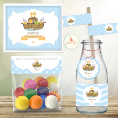 Kit Imprimible Arca de Noe Animalitos Nene Varón