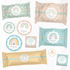 Kit Imprimible Arcoiris Nordico Boho Rainbow