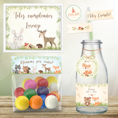 Kit Imprimible Animalitos del Bosque Varón decoración mesa dulce