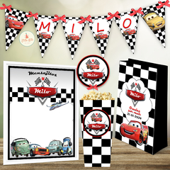 Kit Imprimible Cars decoracion cumpleaños bolsita golosinas