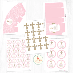 Kit Imprimible Comunión Confirmación Rosa Nena Niña