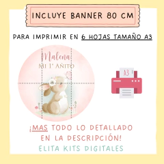Banner Imprimible Conejita Flores, Personalizado en internet