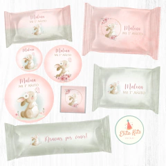 Kit imprimible conejita flores, personalizado - Kits Imprimibles - Elita Kits Digitales
