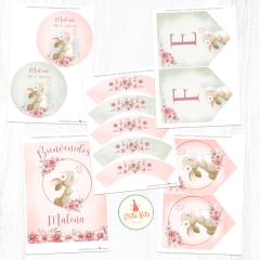 Kit imprimible conejita flores, personalizado