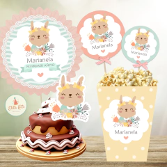 kit imprimible coneja conejita flores decoracion cumpleaños nena