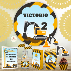 Kit imprimible Construcción grúas excavadoras camiones