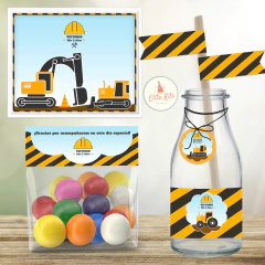Kit imprimible Construcción  grúas excavadoras camiones
