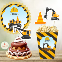 Kit imprimible Construcción  grúas excavadoras camiones