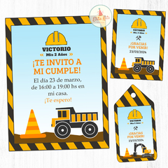 Kit imprimible Construcción  grúas excavadoras camiones
