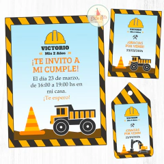 Kit imprimible Construcción  grúas excavadoras camiones